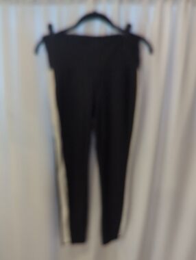 Xersion Black Track Pants with White Side Stripe Size Medium